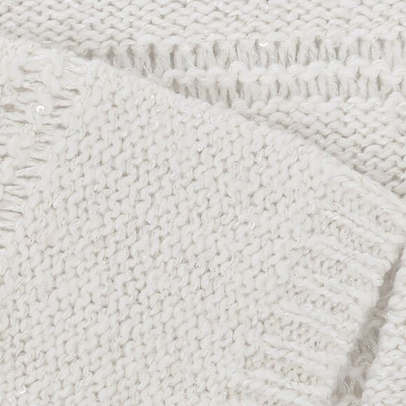 Chicos NWT Sweetheart Bateau Sequin Shimmer Sweater 2/L Alpaca Ecru Quiet Luxury - Picture 4 of 9